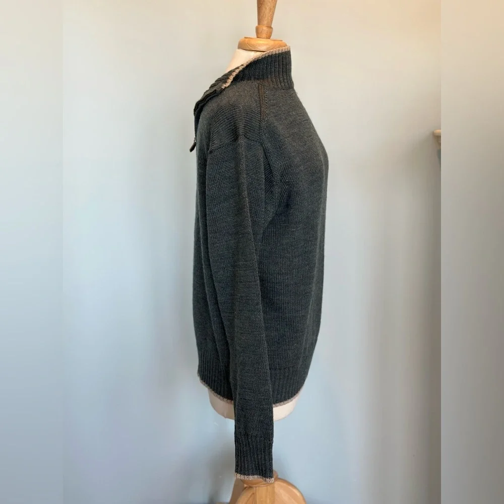 Woolovers 100% Pure British Wool 1/4 zip pullover long sleeve contrast sweater M